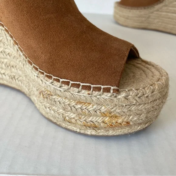 MARC FISHER Womens Brown 2" Platform Adalyn Wedge Leather Espadrille Sandals 9 - Picture 11 of 13